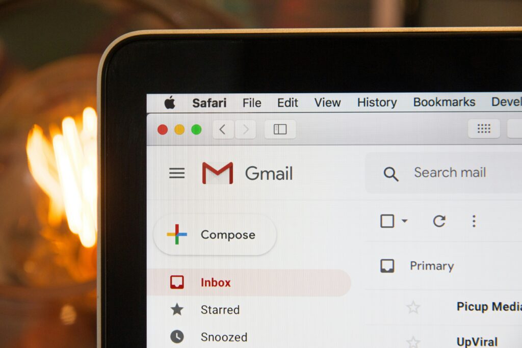 An email inbox showing some emails