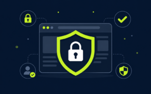 Illustration of easy-to-install WordPress security plugins protecting a website