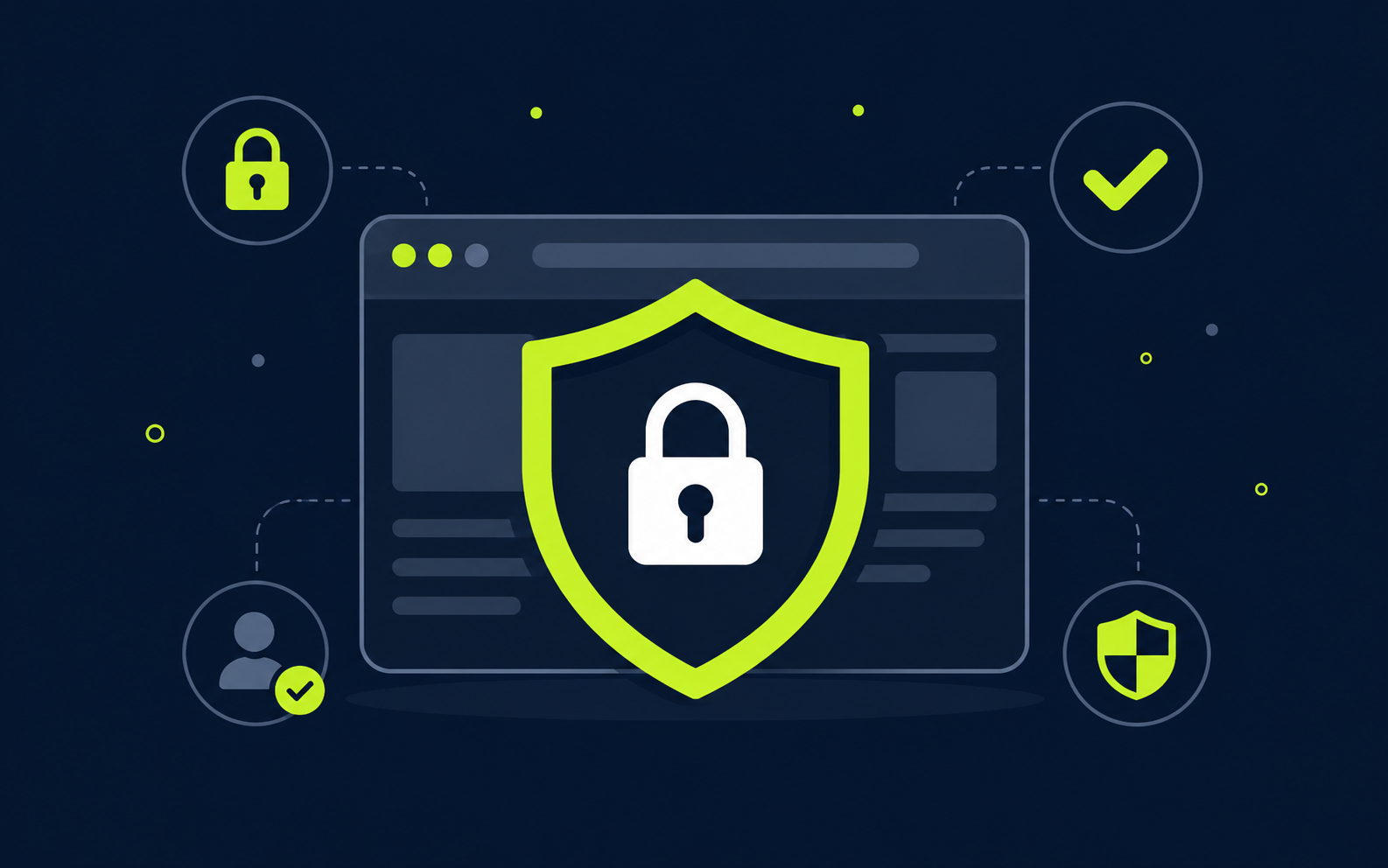 Illustration of easy-to-install WordPress security plugins protecting a website