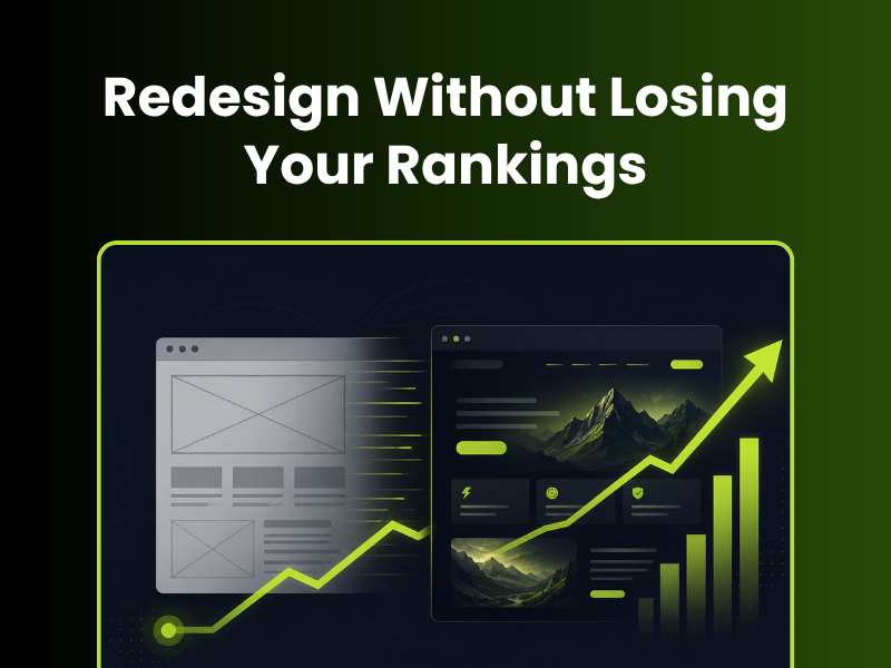 illustration presenting Website Redesign Practices can save your ranking